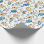 Seepferde und Starfish in Blasen Geschenkpapier (Ecke)