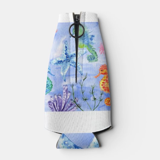 Seepferde und Starfish mit Korallenmuster Flaschenkühler (Rückseite)