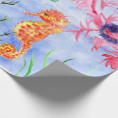 Seepferde und Starfish mit Korallenmuster Geschenkpapier (Ecke)
