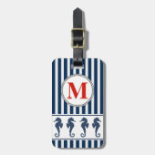 Seepferde und Streifen Gepäckanhänger (Vorderseite vertikal)