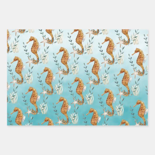 Seepferde unter dem karibischen Türkisblauen Meer Geschenkpapier Set (Vorderseite 2)