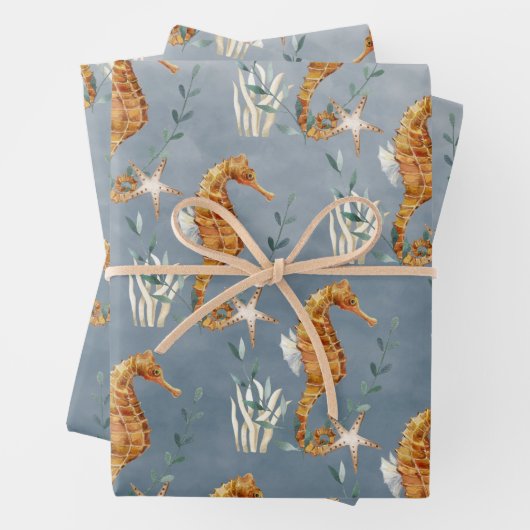 Seepferde unter der Tiefsee Geschenkpapier Set (Beispiel)