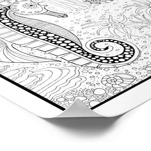 Seepferde Unterwasserwelt Farbgestaltung Kunst Poster (Ecke)