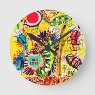 SeepferdGraffiti Runde Wanduhr