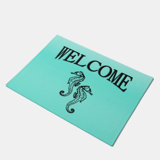 Seepferds Aqua Fußmatte (Schrägansicht)