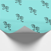 Seepferds Aqua Geschenkpapier (Ecke)