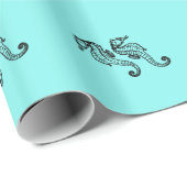 Seepferds Aqua Geschenkpapier (Rolleneckpunkt)