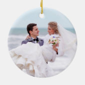Seepferds Beach First Christmas Mr. und Mrs. Foto Keramik Ornament (Hinten)
