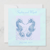 Seepferdstrandhochzeitsblau - Einladung (Rückseite)