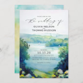 Seepromenade Segelboote Watercolor Natur Hochzeit Einladung (Vorne/Hinten)