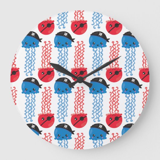 Seeräuber, Quallenfische, Meerestiere Große Wanduhr (Vorderseite)