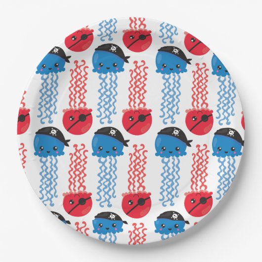 Seeräuber, Quallenfische, Meerestiere Pappteller (Vorderseite)