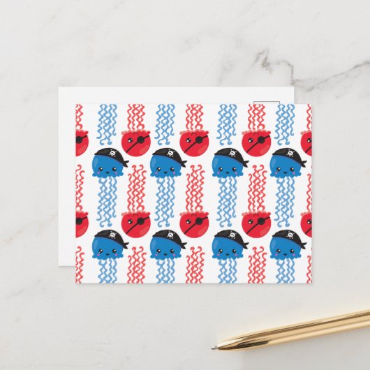 Seeräuber, Quallenfische, Meerestiere Postkarte (Vorderseite/Rückseite Beispiel)