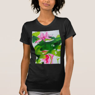 Seerosen-Abstrakt-Wasserfarben-Blumenkunst T-Shirt