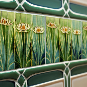Seerosen Art Deco Florale Wanddekoration Art Nouve Fliese