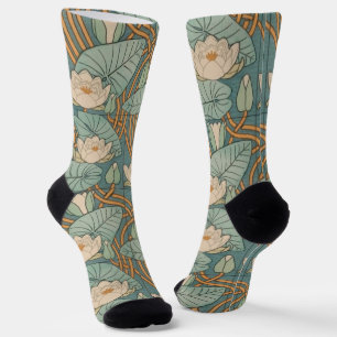 Seerosen Art Nouveau Natur Socken
