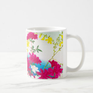 Seerosen aus Japan - Magenta, gelb blau Kaffeetasse
