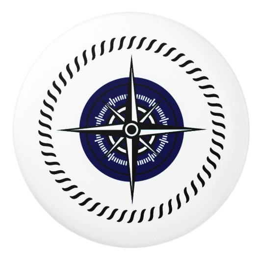 SeeRosen-Kompass-Kabinett-Fach-Griff-Marine Keramikknauf (Vorderseite)