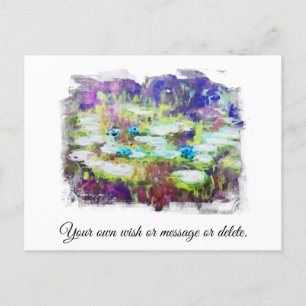 * * Seerosen Monet Teich AR23 Text personalisieren Postkarte
