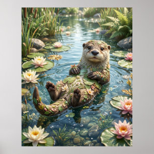 Seerosen Otter Fluss Freude Poster