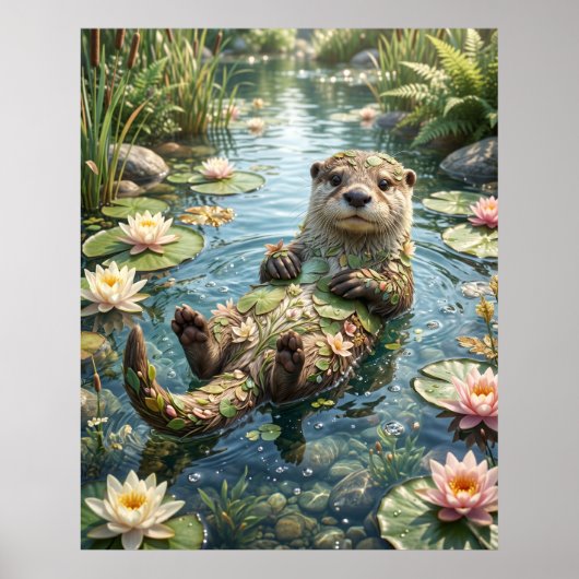 Seerosen Otter Fluss Freude Poster (Vorne)