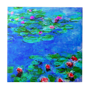Seerosen, Rot, von Oscar-Claude Monet Fliese