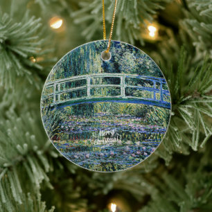 "Seerosen und Japanische Brücke" Keramik Ornament