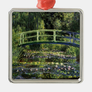 Seerosen und Japanische Brücke Silbernes Ornament