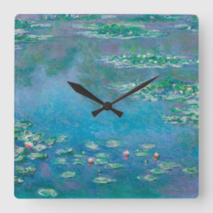 Seerosen von Claude Monet Fine Art Gemälde Quadratische Wanduhr