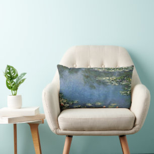 Seerosen von Claude Monet, Vintage Flowers Lendenkissen