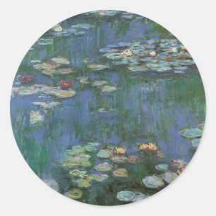 Seerosen von Claude Monet, Vintage Flowers Runder Aufkleber