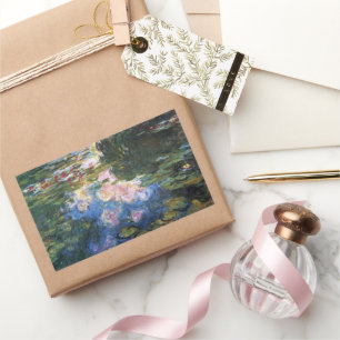 Seerosen von Claude Monet, Vintage-Gartenkunst Rechteckiger Aufkleber