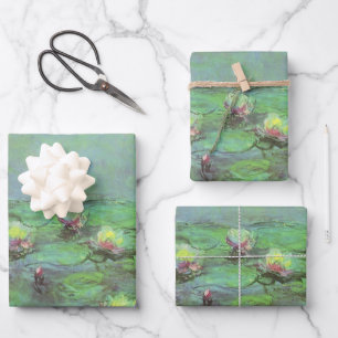 Seerosen von Claude Monet, Vintage Impressionismus Geschenkpapier Set