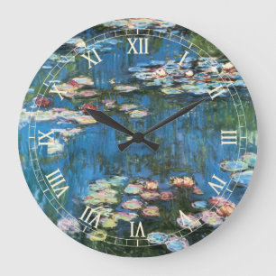 Seerosen von Claude Monet, Vintage Impressionismus Große Wanduhr