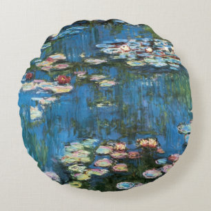 Seerosen von Claude Monet, Vintage-Impressionismus Rundes Kissen