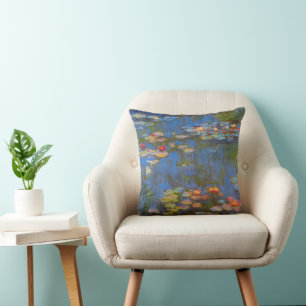Seerosen von Claude Monet, Vintage Natur Kunst Kissen