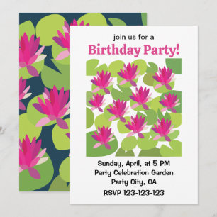 Seerosenblatt Seerose Rosa Lotus Floral Geburtstag Einladung