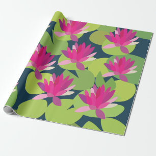 Seerosenblätter Rosa Lotusblumen Floral Geschenkpapier