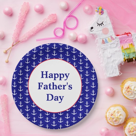 Seerot-, weißer und Blauerglücklicher Vatertag Pappteller (Party)