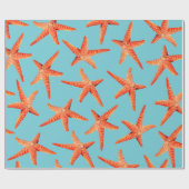 Seerote orange Küstenstarfish u. cyan-blaues Blau Geschenkpapier (Flach)