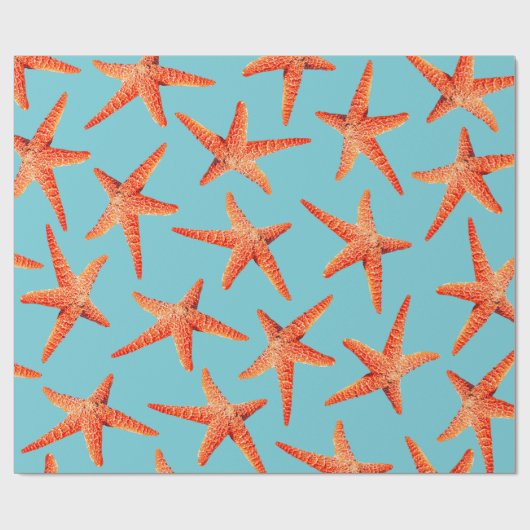Seerote orange Küstenstarfish u. cyan-blaues Blau Geschenkpapier (Flach)