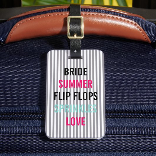 Seersucker Blue Summer Bridge Sprinkle Party Gepäckanhänger (Vorderseite Insitu 2)