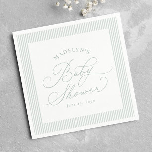 Seersucker grün weiß gestreifte vornehme Babyparty Serviette