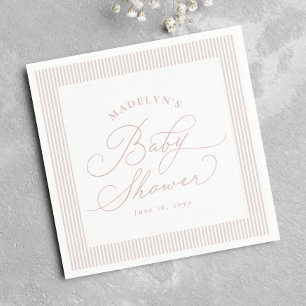 Seersucker rosa weiß gestreifte vornehme Babyparty Serviette