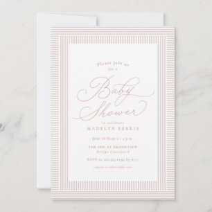 Seersucker-Streifen preppy rosa Baby-Party für Mäd Einladung