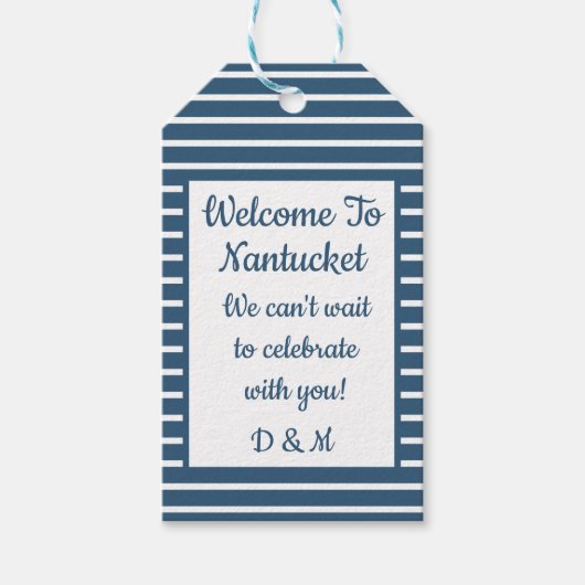 Seersucker Wedding Willkommenstempel Geschenkanhänger (Vorderseite)