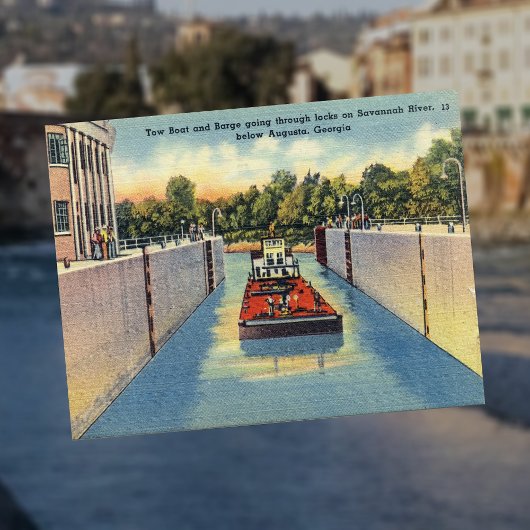 Sees on Savannah River Augusta GA Historic Postkarte