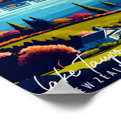 Sees Taupo Neuseeland Vintage Illustration Poster (Ecke)