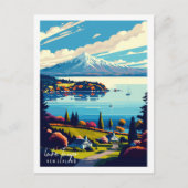 Sees Taupo Neuseeland Vintage Illustration Postkarte (Vorderseite)