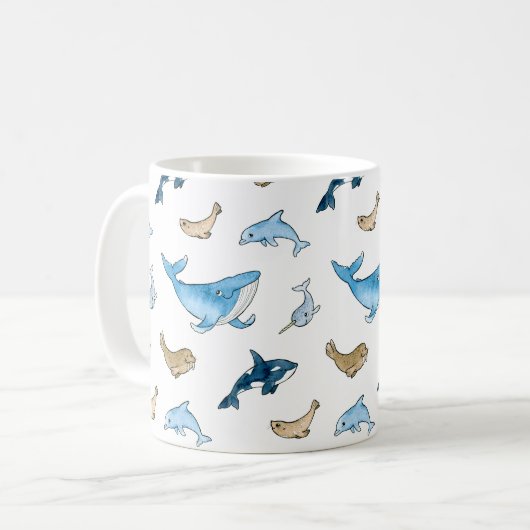 Seesäugetiermuster Kaffeetasse (Vorderseite Links)